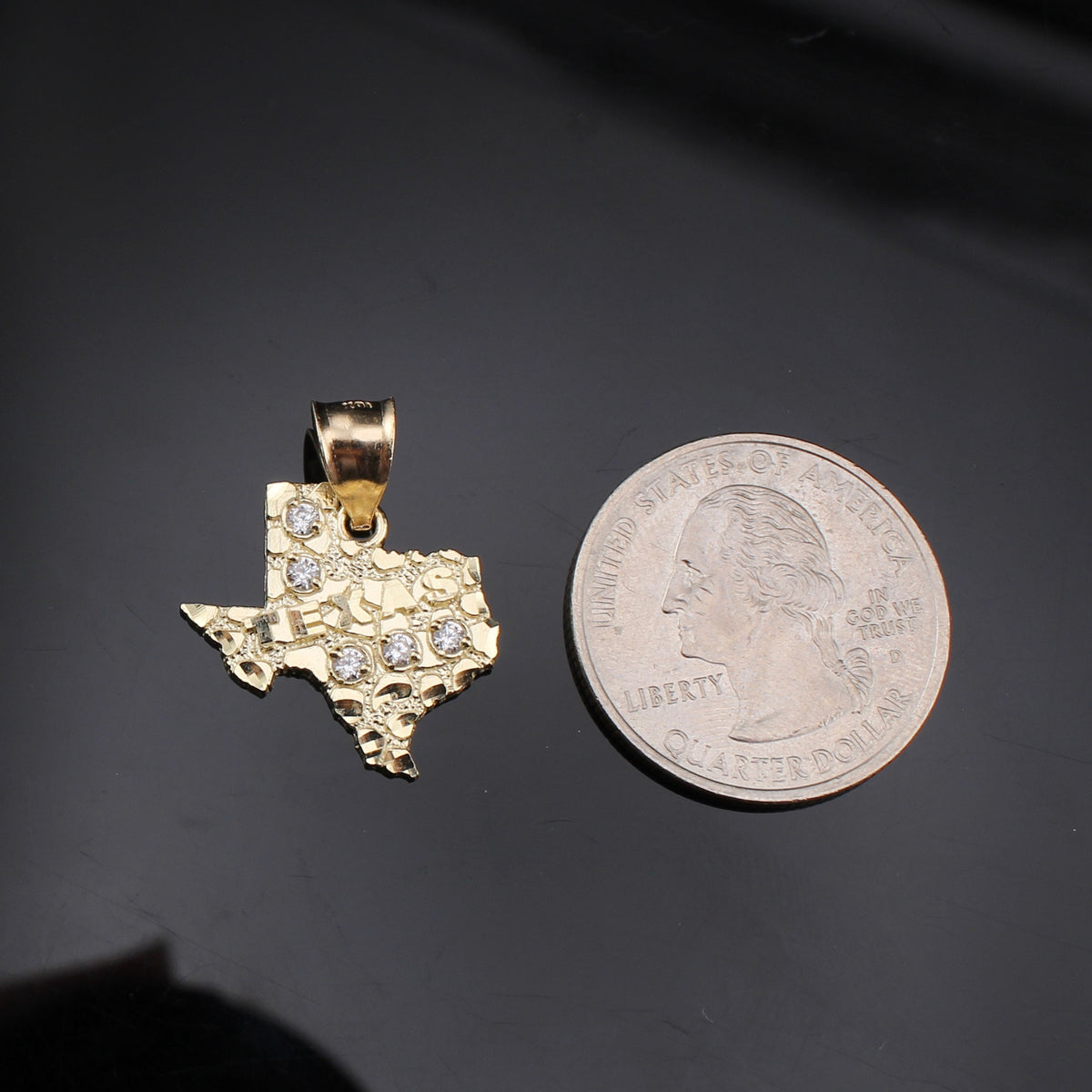 Real 10K Gold Nugget Texas Necklace