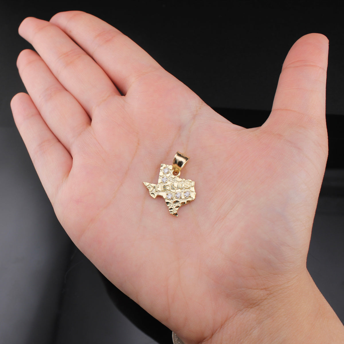 Real 10K Gold Nugget Texas Necklace