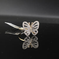 Anillo de mariposa de oro de 10K y diamantes reales