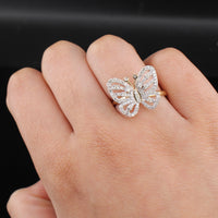 Anillo de mariposa de oro de 10K y diamantes reales
