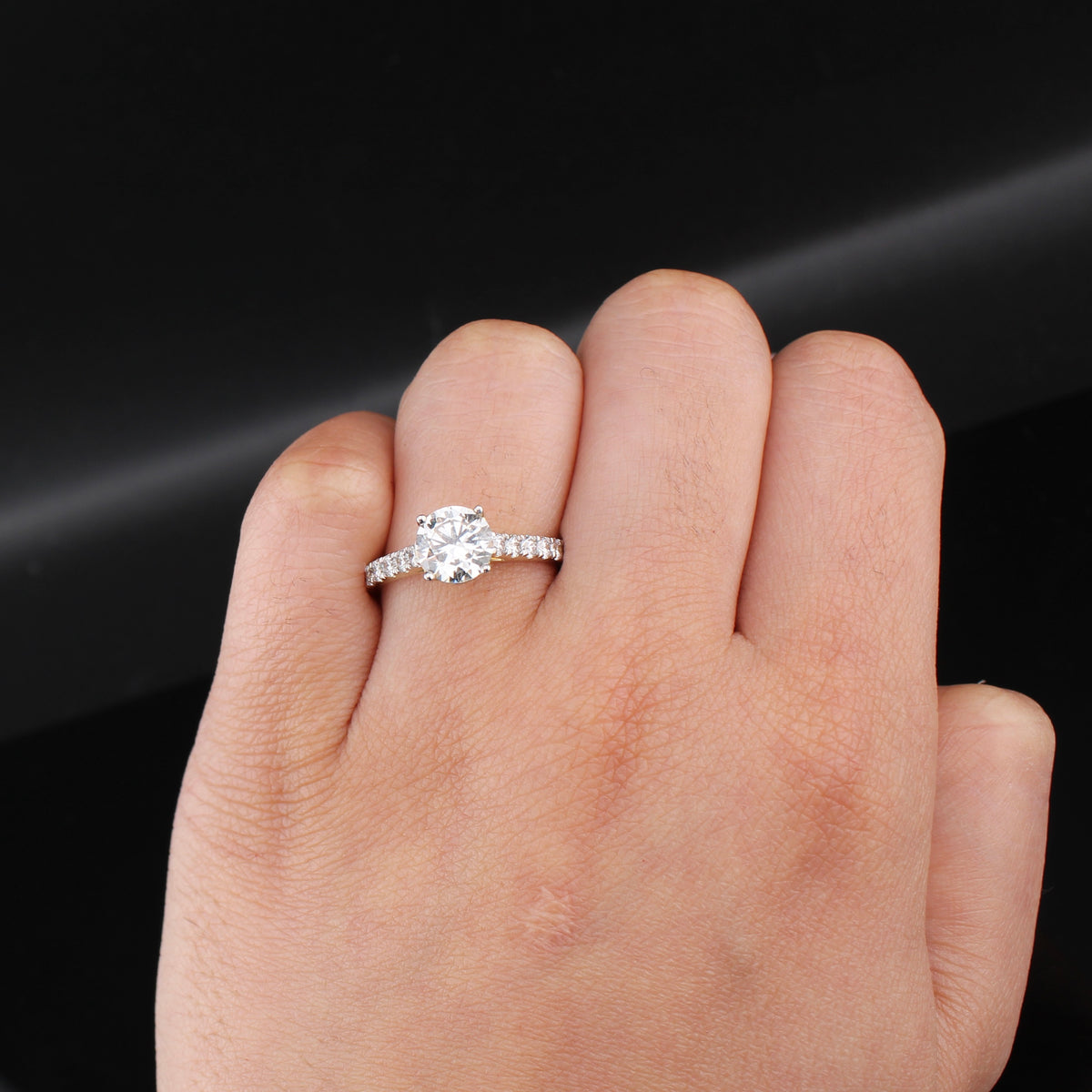 Real 14K Gold Round Lab Diamond Engagement Ring