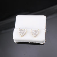 Pendientes de oro de 10K con forma de corazón y diamante auténticos