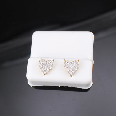 10K Diamond Heart Studs