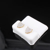Pendientes de oro de 10K con forma de corazón y diamante auténticos
