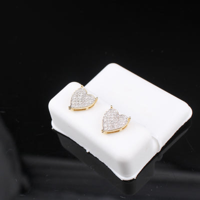 10K Diamond Heart Studs