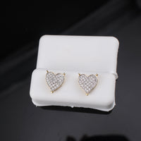 Pendientes de oro de 10K con forma de corazón y diamante auténticos