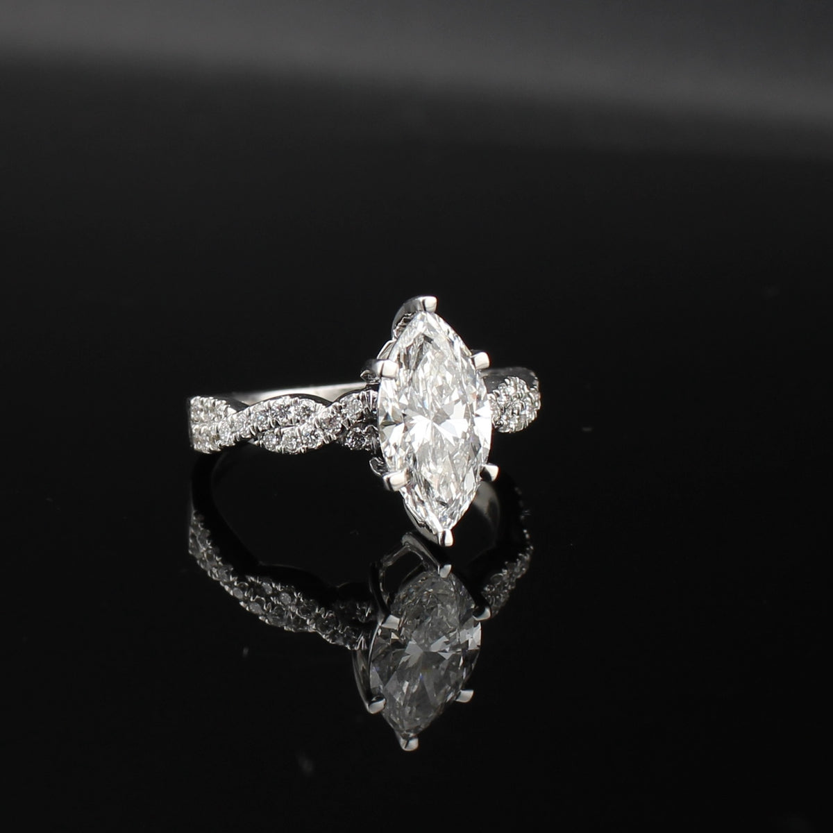 Real 14K Gold Marquis Lab Diamond Ring 2.4 CTW