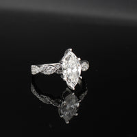 Real 14K Gold Marquis Lab Diamond Ring 2.4 CTW