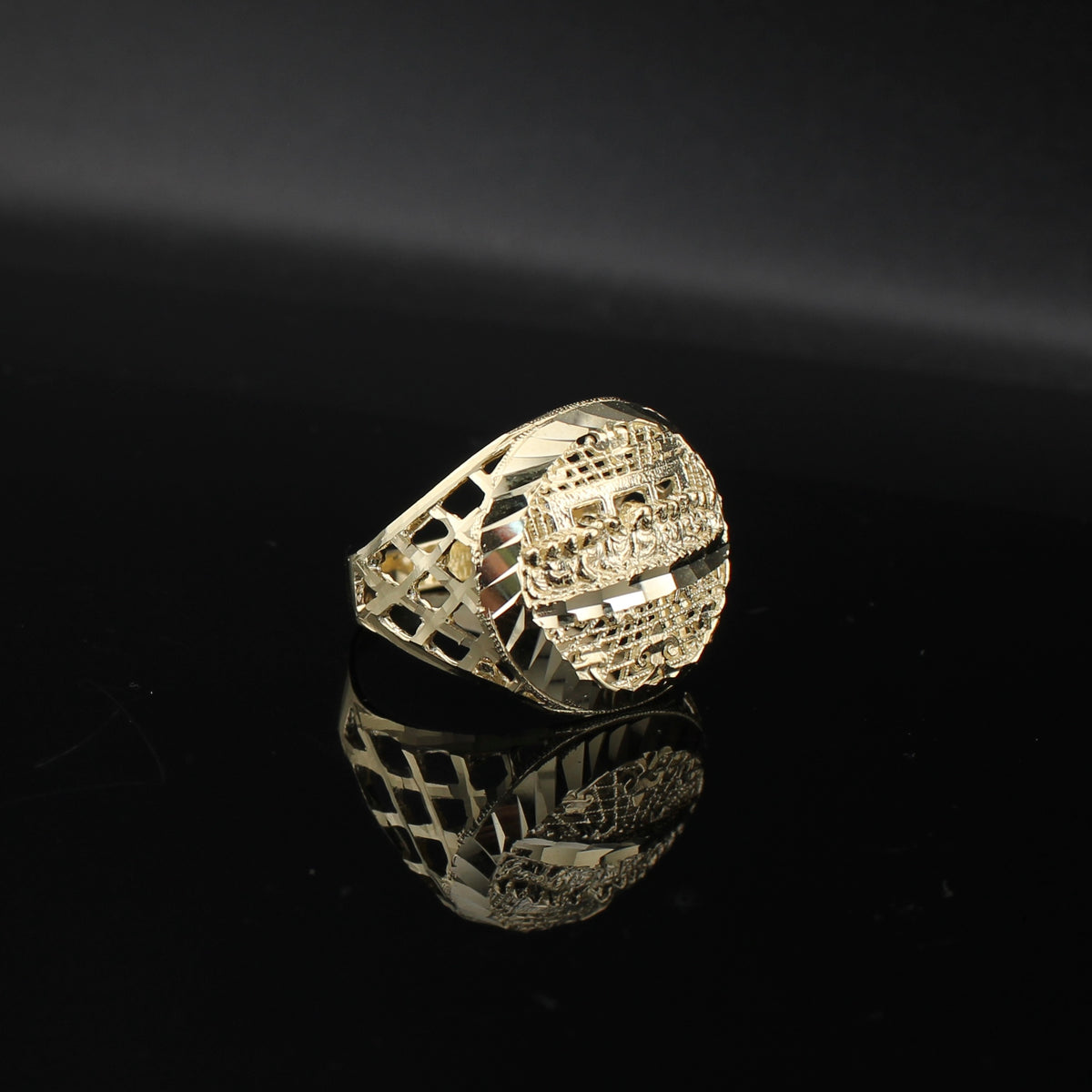 Anillo de la Última Cena de oro de 10K real
