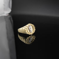 Anillo de oro de 10K auténtico, diseño pepita, San Judas