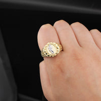 Anillo de oro de 10K auténtico, diseño pepita, San Judas