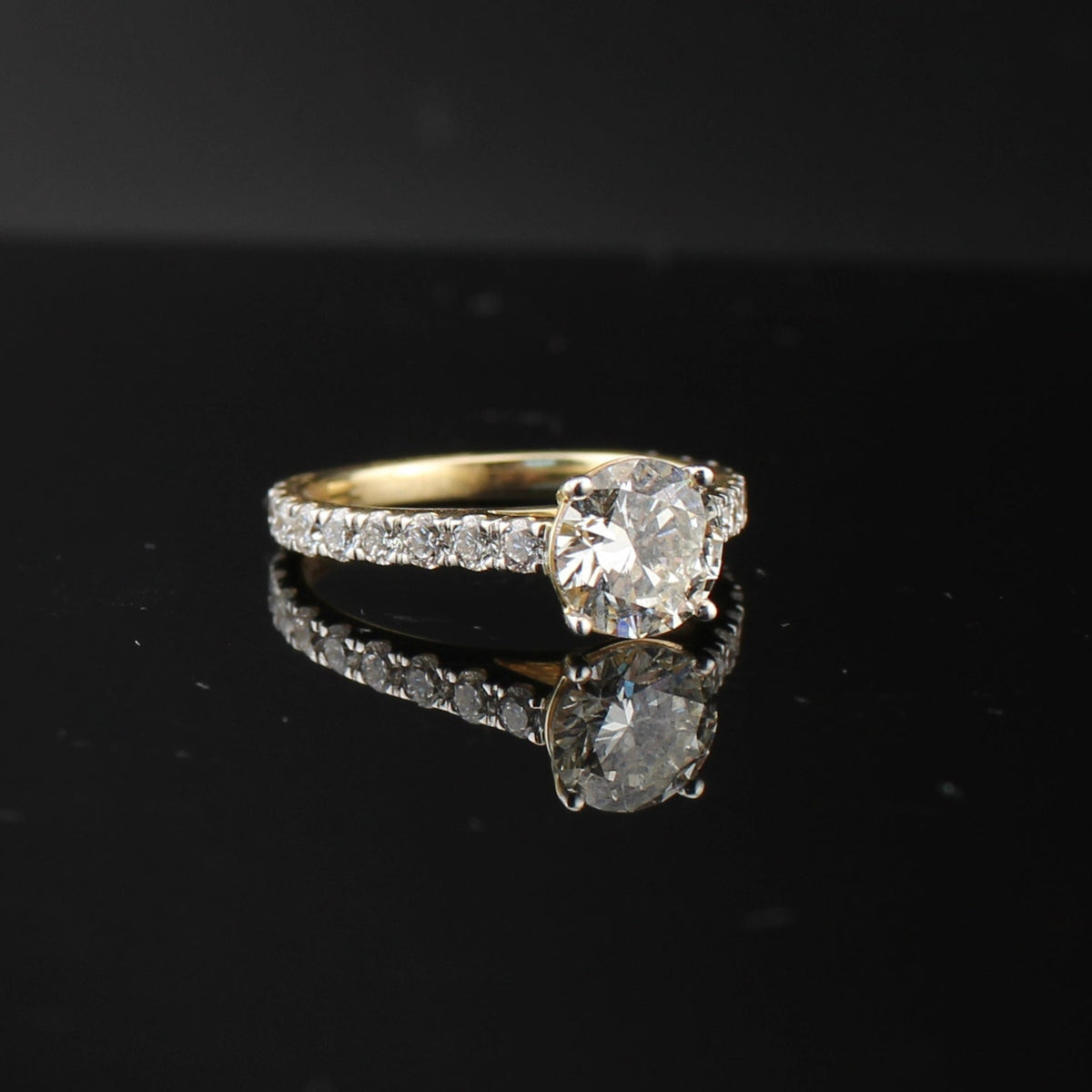Real 14K Gold Round Lab Diamond Engagement Ring