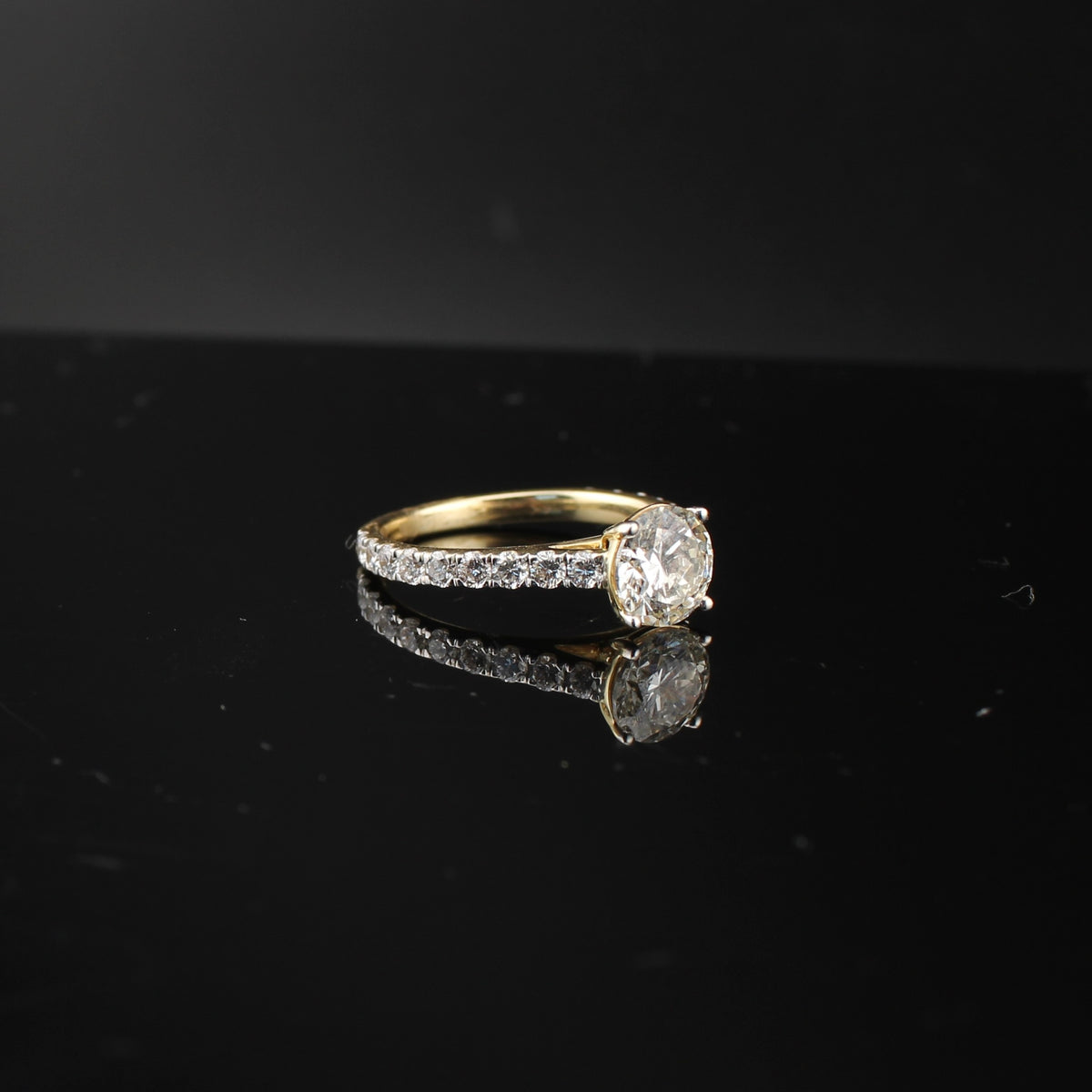 Real 14K Gold Round Lab Diamond Engagement Ring