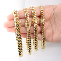 Pulseras cubanas Miami de oro de 14 quilates auténtico