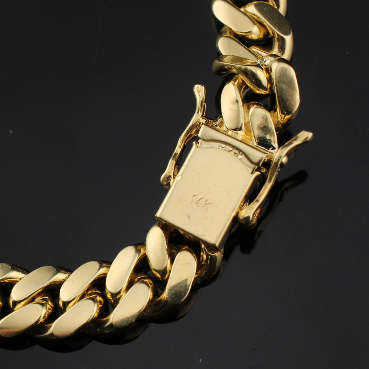 Pulseras cubanas Miami de oro de 14 quilates auténtico