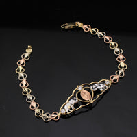 Pulsera de la Virgen María de oro tricolor de 14K auténtico