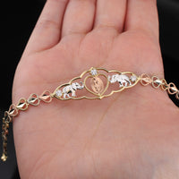 Pulsera de la Virgen María de oro tricolor de 14K auténtico