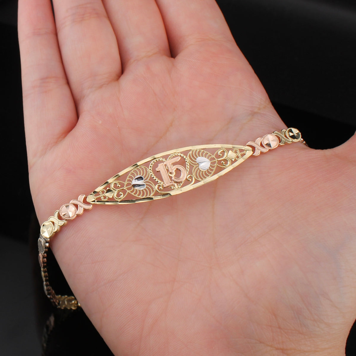 Real 14K Gold Quinceañera Bracelet