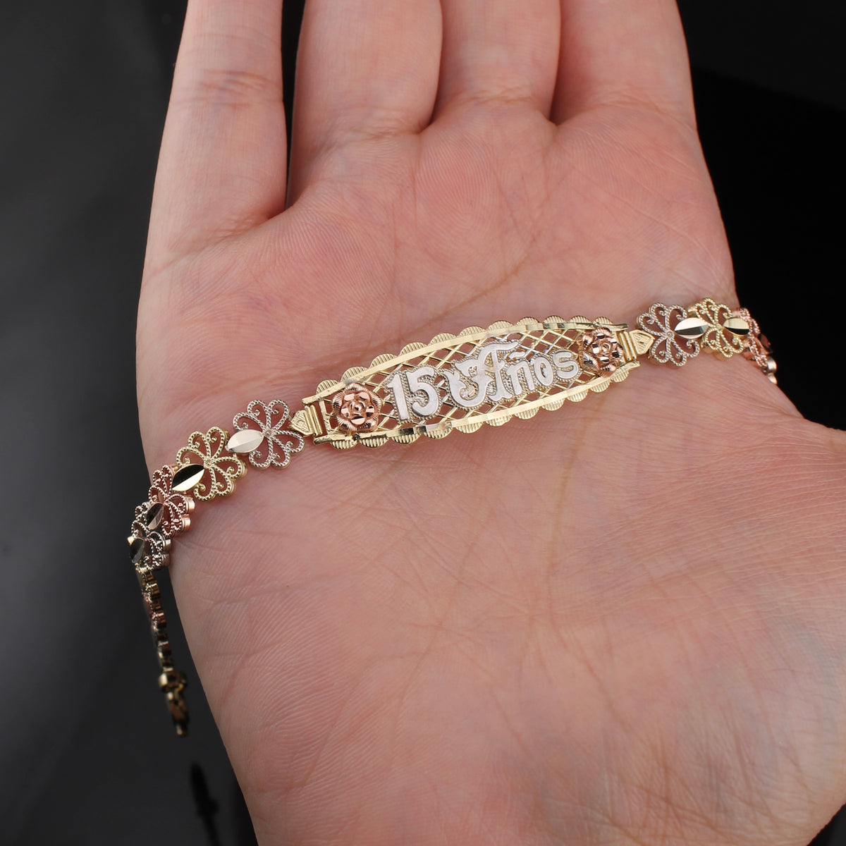 Real 14K Gold Quinceañera Bracelet