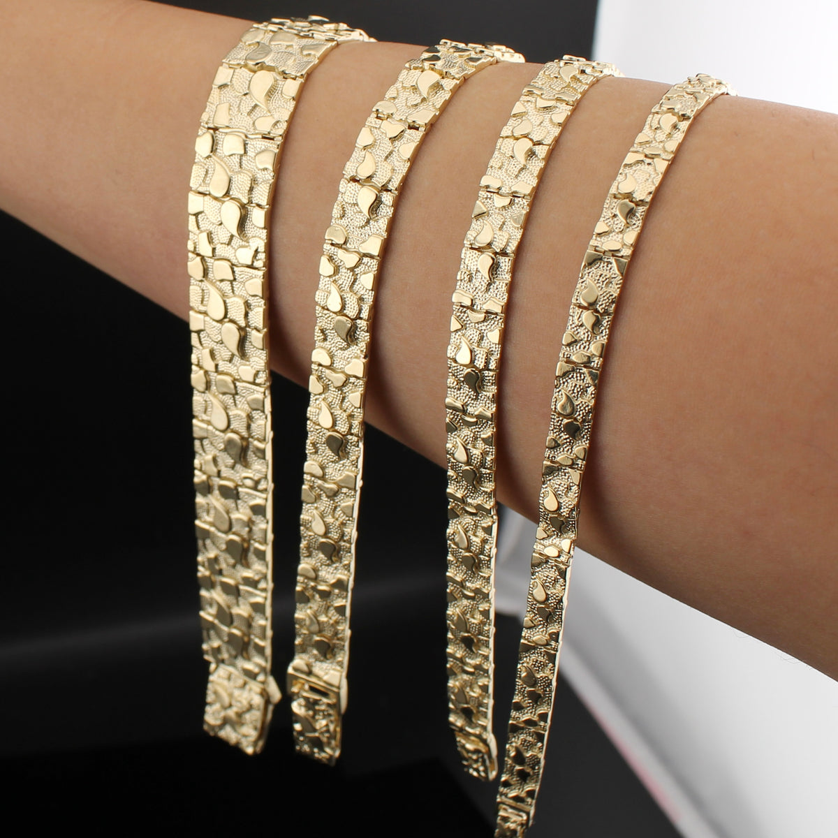 Pulsera de Pepitas de Oro de 14K Auténtico para Hombre