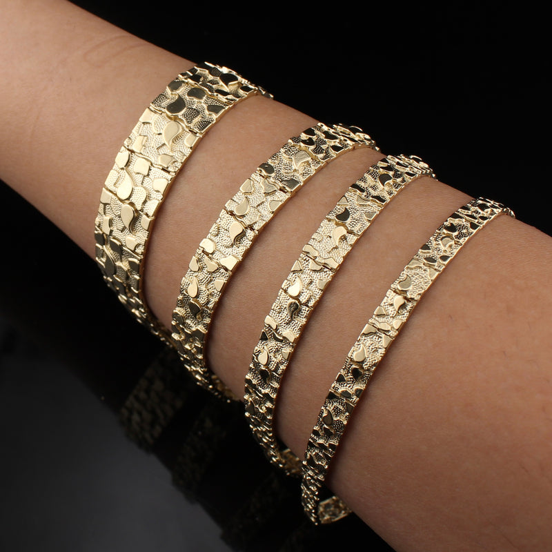 Real 14K Gold Men's Nugget Bracelet