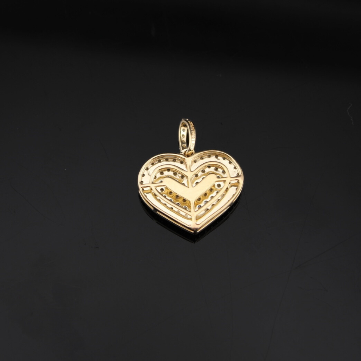 Real 10K Gold Diamond Heart Pendant 0.48 CTW