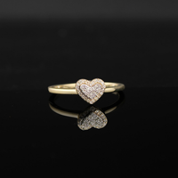 Anillo de corazón con diamante de oro de 10K auténtico