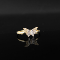 Real 10K Gold Diamond Butterfly Ring