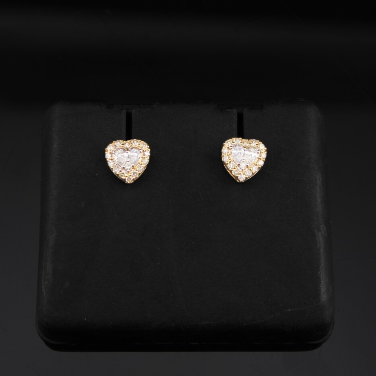 Real 10K Gold Diamond Heart Studs 0.39 CTW