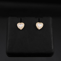 Real 10K Gold Diamond Heart Studs 0.39 CTW