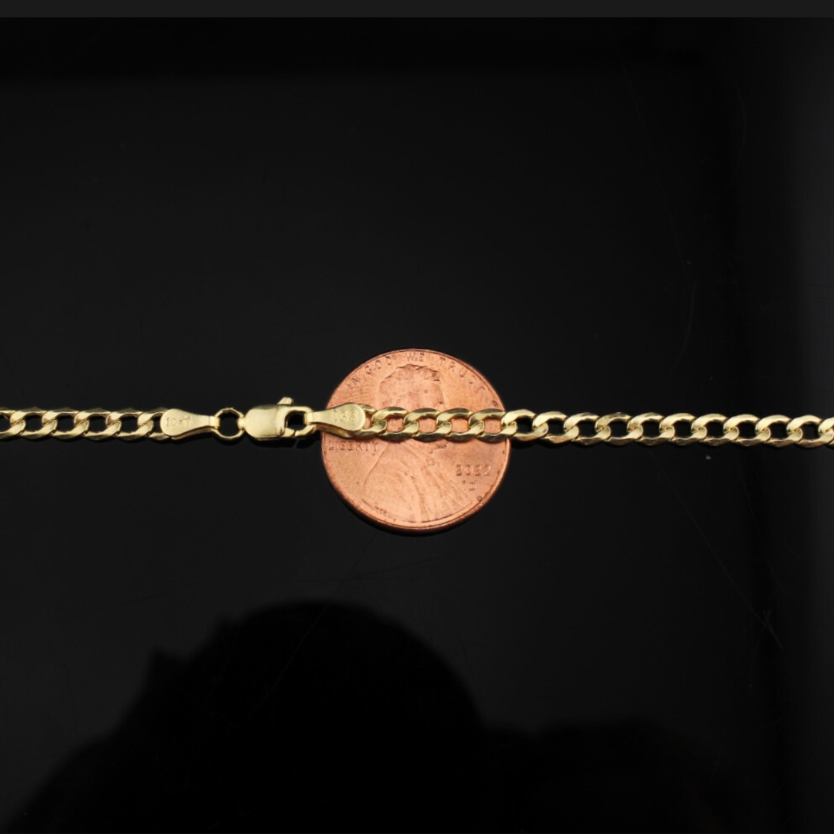 Cadena Cubana de Oro de 10K auténtico de 3.5mm