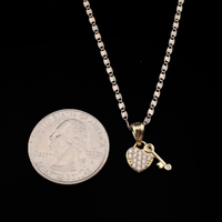 10K Real Gold Heart with Key & Chain - detail view - ICEbyAK