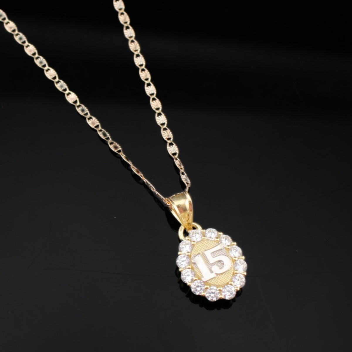 Real 10K Gold Quinceañera Pendant & Chain