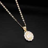 Real 10K Gold Quinceañera Pendant & Chain