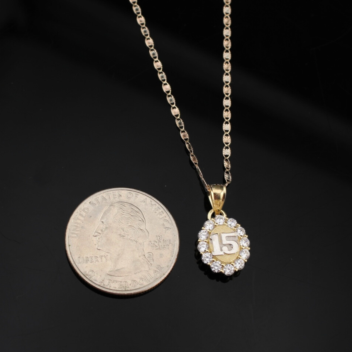 Real 10K Gold Quinceañera Pendant & Chain