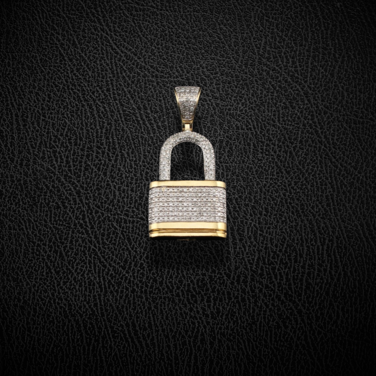 10K Diamond Lock Pendant 0.55 CTW - on black background - ICEbyAK