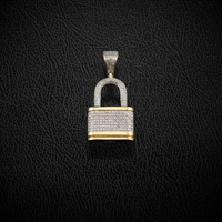 10K Diamond Lock Pendant 0.55 CTW - on black background - ICEbyAK
