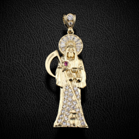 Real 10K Gold Santa Muerte Pendant