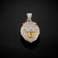 Real 10K Gold Diamond Lion Pendant