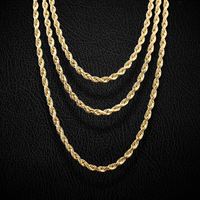 Cadena de cuerda de oro de 10K auténtico de 5 mm