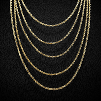 Cadenas de oro 10K auténtico de 3 mm tipo cuerda