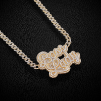 Colgante y cadena de oro de 10K auténtico con diamante "Boss Lady"