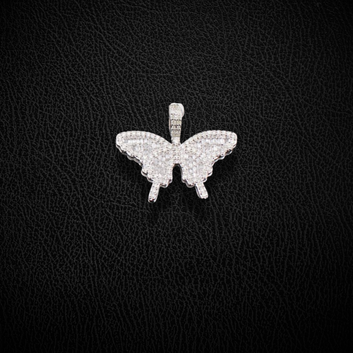 Real 10K Gold Diamond Butterfly Pendant