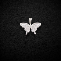 Real 10K Gold Diamond Butterfly Pendant