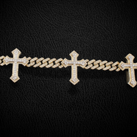 Pulsera de cruz con diamantes de oro de 10K dos tonos genuina, 4.72 CTW