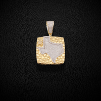 Colgante de pepita de Texas con diamantes de oro de 10K real