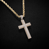 10k Diamond Cross Pendant Two Tone - on black background - ICEbyAK