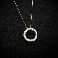 Real 10K Gold Diamond Round Necklace 1.00 CTW