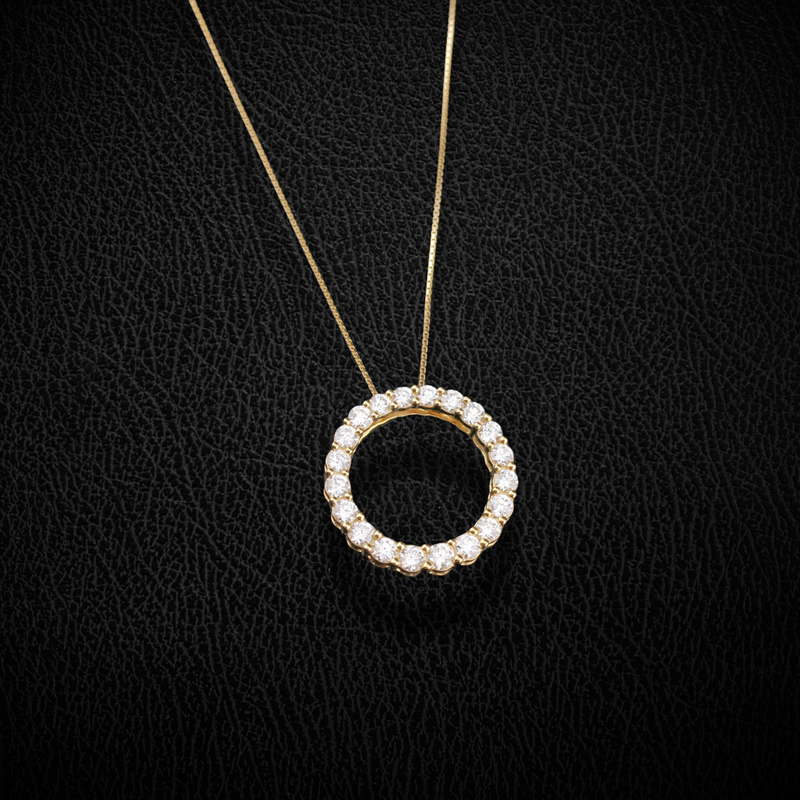 Collar de oro real de 10K con diamante redondo 1.00 CTW