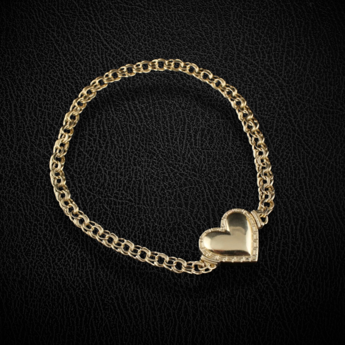 Real 10K Gold Chino Heart Bracelet